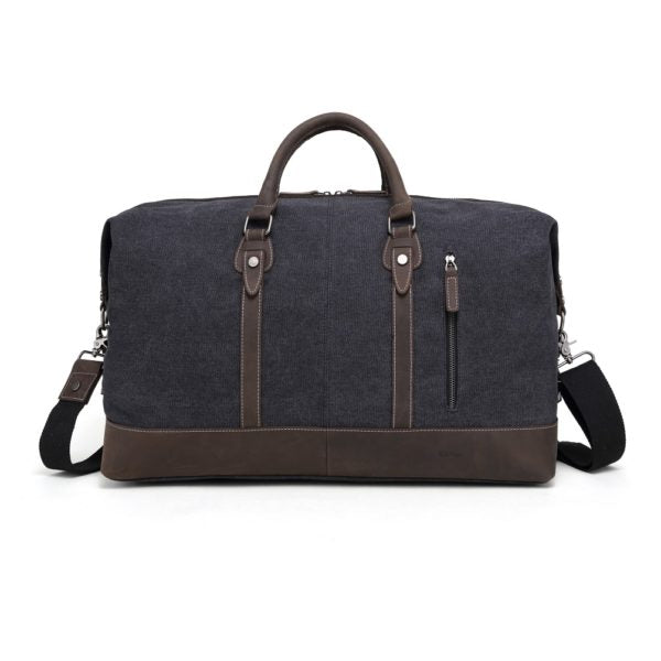 Bolsa de lona con ribete de piel