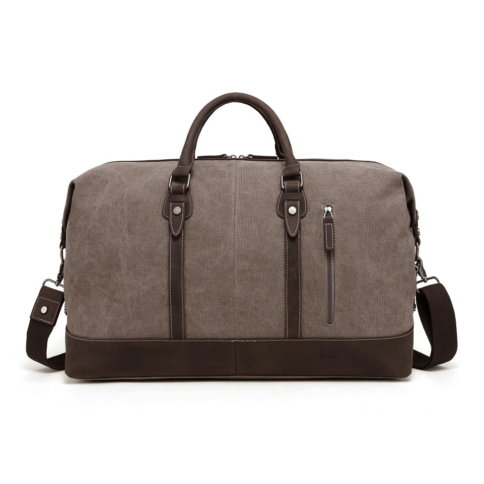 Bolsa de lona con ribete de piel