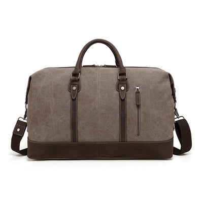 Bolsa de lona con ribete de piel