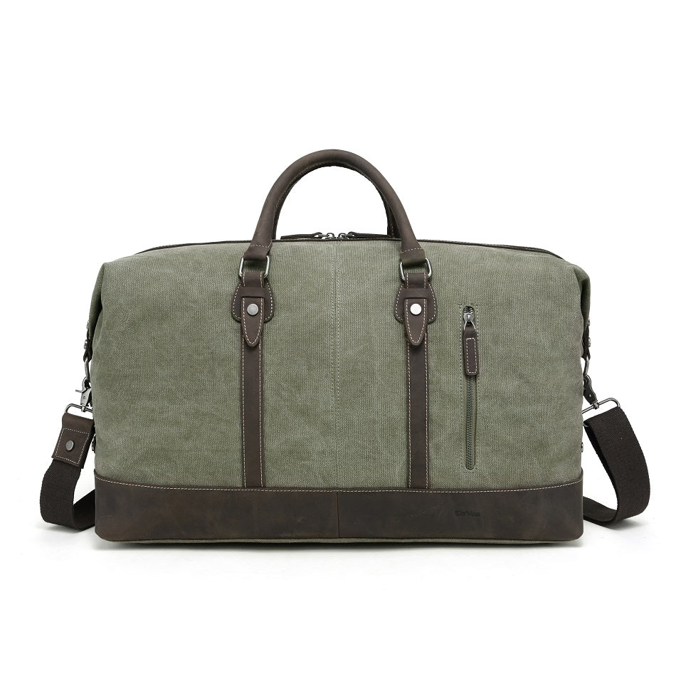 Bolsa de lona con ribete de piel