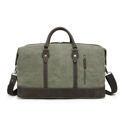 Bolsa de lona con ribete de piel