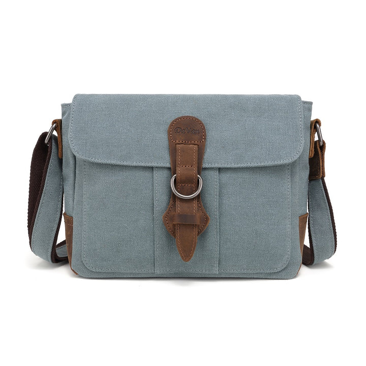 Bolso bandolera de lona con ribete de piel