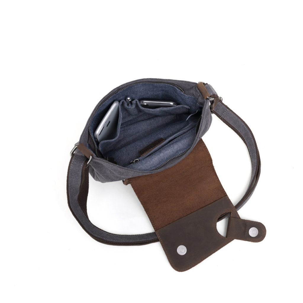 Bolso tote con ribete de piel