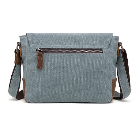 Bolso bandolera de lona con ribete de piel