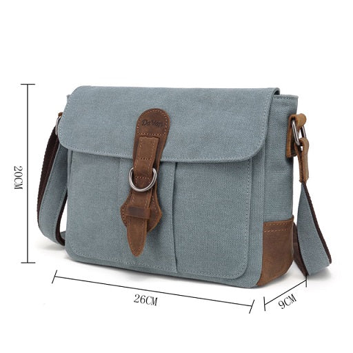 Bolso bandolera de lona con ribete de piel