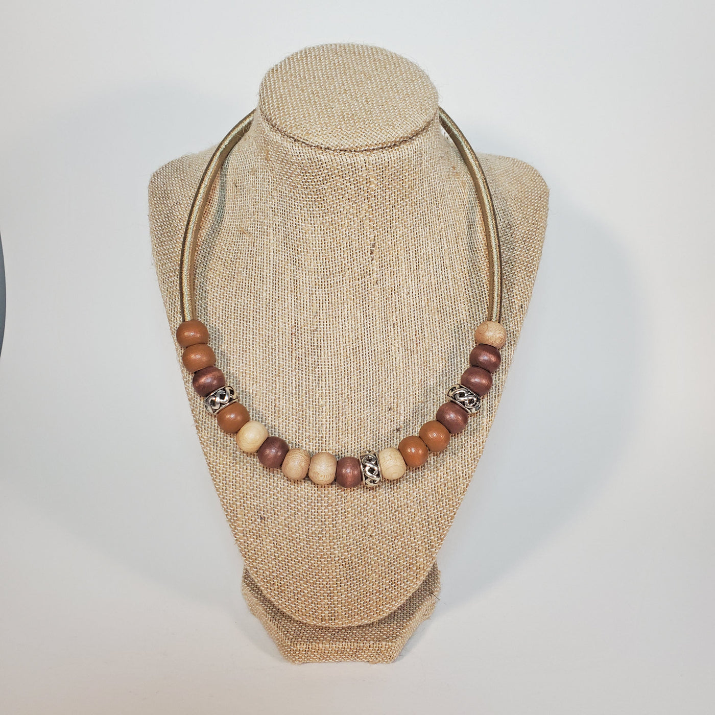Golden Rope & Wooden Bead Necklace