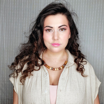 Golden Rope & Wooden Bead Necklace