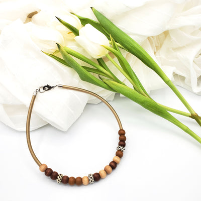 Golden Rope & Wooden Bead Necklace